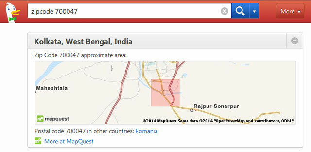DuckDuckGo ज़िप कोड खोजें